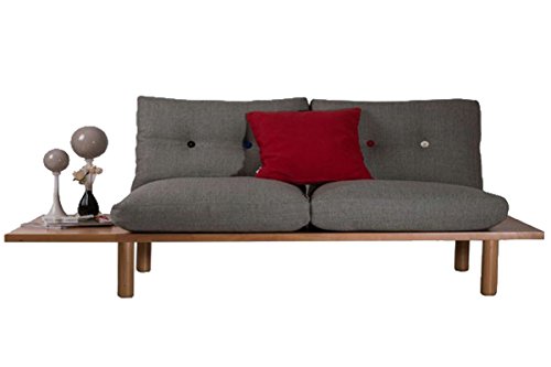 2-Sitzer Couch Sofa Garnitur SIMIT 175 x 85 x 70 cm in grau mit Ablagefläche Buchenholz