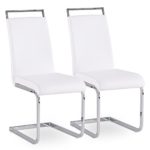 2er Set Esszimmerstuhl Küchenstühle Polsterstuhl Freischwinger Stuhlgruppe (Weiß)