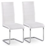 2er Set Esszimmerstuhl Küchenstühle Polsterstuhl Freischwinger Stuhlgruppe (Weiß)