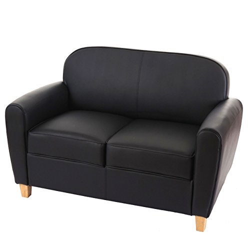 2er Sofa Malmö T377, Loungesofa Couch, Retro 50er Jahre Design ~ schwarz, Kunstleder
