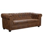 3- Sitzer Chesterfield Sofa Couch AVA, in braun, Englischer Stil, Microfaserbezug Used Look