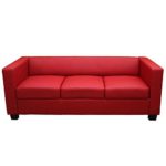 3er Sofa Couch Loungesofa Lille ~ Kunstleder, rot
