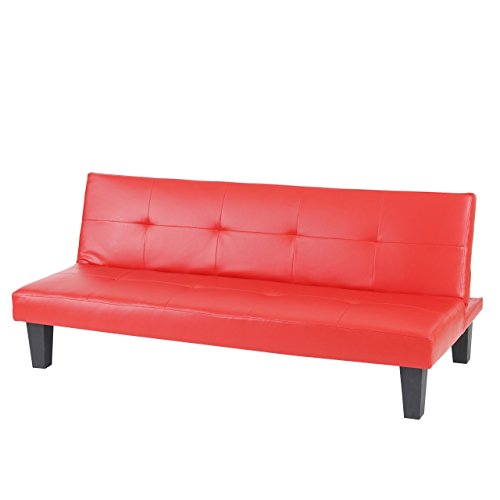 3er-Sofa Couch Schlafsofa Mons Kunstleder ~ rot
