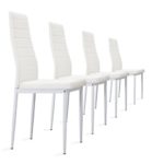 4 Stück weiße Stühle Esszimmerstühle, Küchenstühle mit hochwertigem Kunstlederpolster