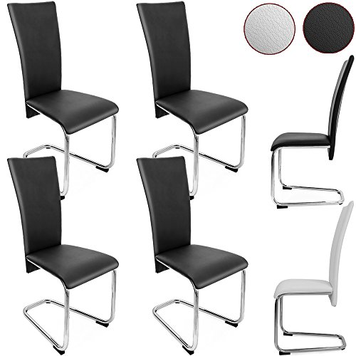 4er SET Freischwinger Esszimmerstuhl weiß - Stühle Sitzgruppe Esszimmer Stuhl Esszimmerstühle