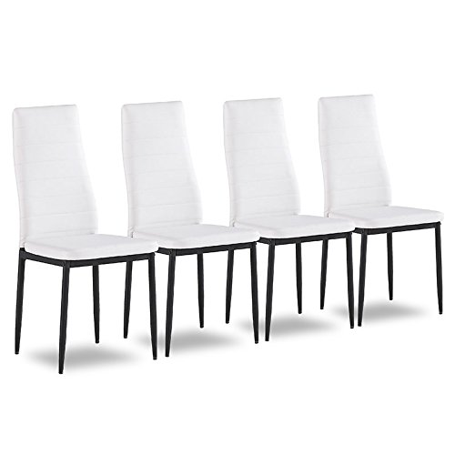 4er Set Esszimmerstuhl Küchenstühle Polsterstuhl Stuhlgruppe (Weiß)