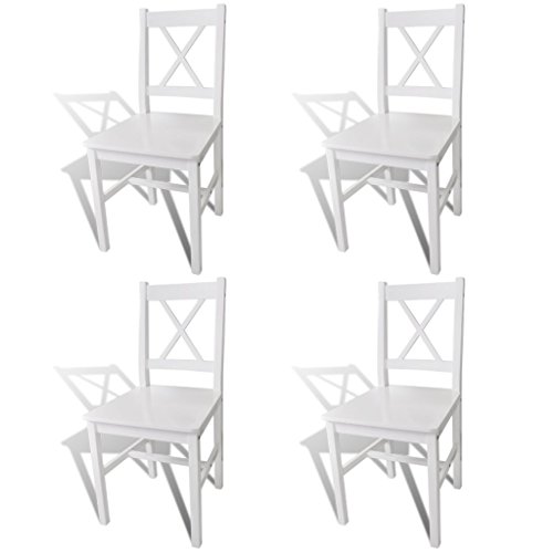 Anself Küchenstuhl Stuhlgruppe aus massiver Kiefer 4 Stück Weiß Anself Küchenstuhl Stuhlgruppe aus massiver Kiefer 4 Stück Weiß