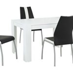 Essgruppe Trixi Set 4-teilig, Tisch Weiß + 4 Stühle Schwarz, B120 x T80 x H76 cm  Apollo