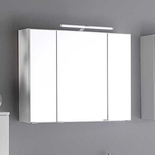 Bad Spiegelschrank in Weiß 3D Effekt Breite 90 cm Pharao24