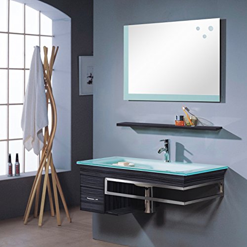 Badezimmermöbel Set - Badmöbel Bari - Wenge - M-70130/238 - Spiegel - Unterschrank - Waschbecken