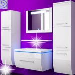 Badmöbelset Badezimmermöbel Komplett Set Waschbeckenschrank mit Waschtisch Spiegel 2 hochschränke mit LED Hochglanz Fronten weiß 70 cm Vormontiert Homeline1