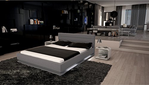 Bett Doppelbett Futonbett Modell RIPANI grau Lederimitat 180x200 cm