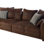 Cavadore 503 Sofa Mavericco / Braune Polster Couch in Wildlederoptik / Mit Kisseneinsatz und EchtholzfÃ¼ÃŸen / 287x69x108 (BxHxT)
