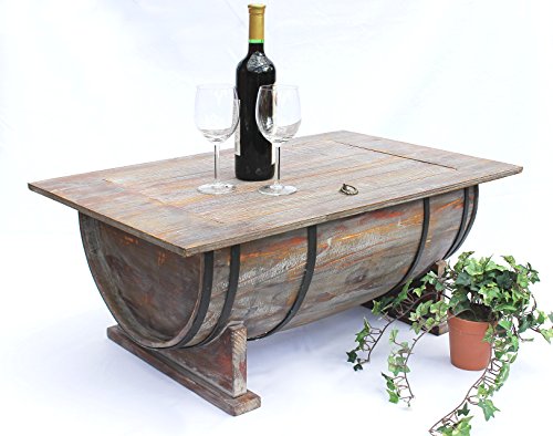 Couchtisch Weinfass 5084 Tisch aus Holz Weinregal 80cm Beistelltisch Weinbar Bar