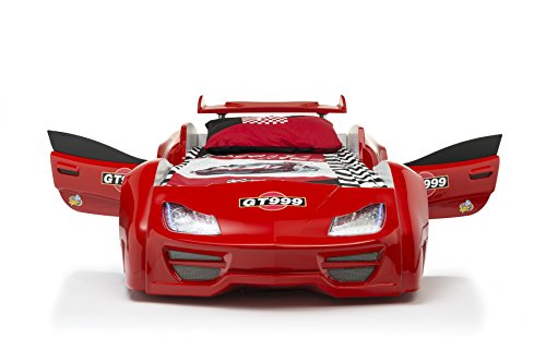 Das Beste Autobett Kinderbett GT 999 in rot mit Türen LED komplett Lattenrost Sound Fernbedienung von Möbel-Zeit