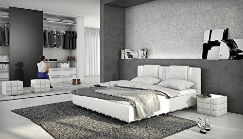Ballaro Designerbett mit LED / 180x200cm Bett / Polsterbett / Doppelbett / Kunstleder - weiß
