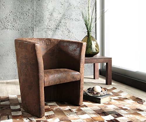 Designsessel Goya Braun gepolstert Antik Optik Lounge Chair Sessel