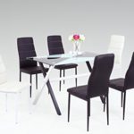 Dreams4Home Essgruppe 'Jade' 7-teilig, Tischgruppe, Esstisch, Stuhl, Küche, Esszimmer, (B/T/H) ca. 120 x 70 x 75 cm, in schwarz/weiß/Glasoptik