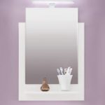 Dreams4Home Spiegel mit Ablage 'Tiago II', Spiegel, Wandspiegel, Hängespiegel,Badezimmerspiegel, Badmöbel, Badezimmer, (B/H/T) ca. 50 x 71 x 12 cm, weiß Glanz, Beleuchtung:ohne Beleuchtung