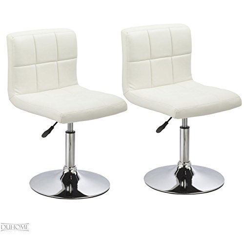 2er Set Esszimmerstuhl Weiß aus Kunstleder Küchenstuhl mit Lehne höhenverstellbar drehbar Stuhl Duhome 0632