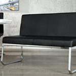 Elegante Design Sitzbank HAMPTON mit Rückenlehne schwarz 120 cm