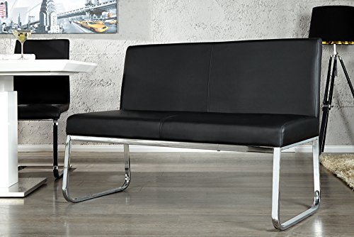 Elegante Design Sitzbank HAMPTON mit Rückenlehne schwarz 120 cm