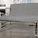 Elegante Sitzbank HAMPTON mit Rückenlehne Strukturstoff grau 120 cm