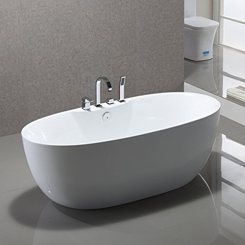 Freistehende Badewanne Kiel 170x80cm Sanitäracryl Weiß Modern Inklusive Armatur
