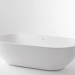 Freistehende Badewanne Pearl Mineralguß 178 x 90 mit Clic Clac Ablaufsystem weiß matt