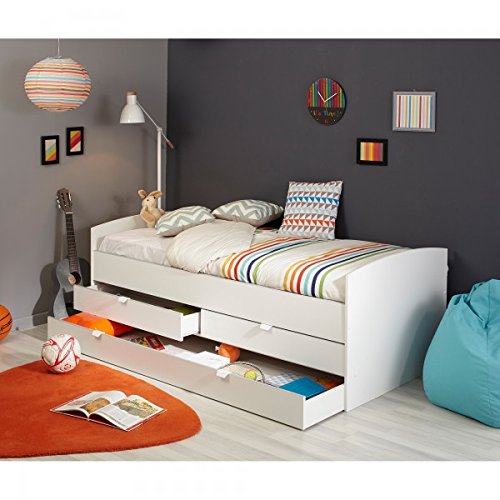 Funktionsbett 90*200 cm weiß inkl.2 Schubladen + Bettkasten Kinderbett Jugendbett Bettliege Bett Jugendzimmer Kinderzimmer Gästezimmer