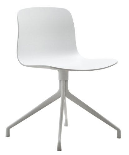 HAY About a Chair 10 Drehstuhl mit Sternfuß, weiß Gestell aluminium pulverbeschichtet weiß mit Kunststoffgleitern