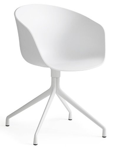 HAY About a Chair 20 Drehstuhl mit Armlehnen, weiß Gestell aluminium pulverbeschichtet weiß mit Kunststoffgleitern