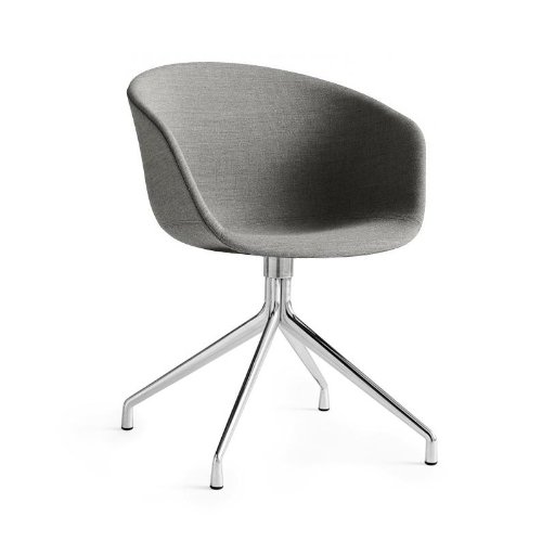 HAY About a Chair 21 Armlehndrehstuhl gepolstert, grau Stoff Remix 133 Gestell aluminium poliert mit Kunststoffgleitern