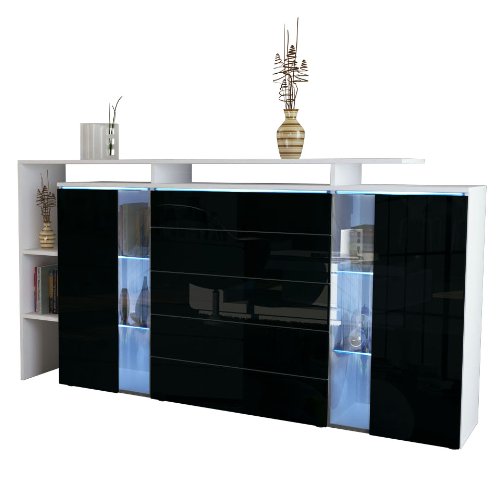 Sideboard Hochglanz Schwarz Wei