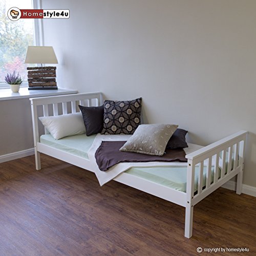 Homestyle4u Kiefer massiv Rahmen Single Sofa im Shaker-Stil, Holz, Weiß, 206 x 96 x 30 cm