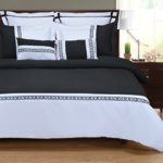 Superior - 7-teiliges, knitterfestes Bettbezugsset Emma, 229 x 234 cm, weiß/schwarz
