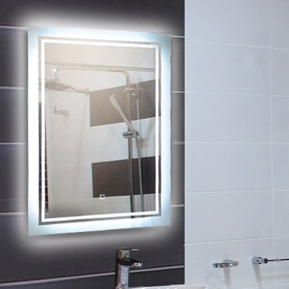 KROLLMANN Badspiegel LED Lichtspiegel 50x70 cm für Badezimmer und Wohnräume mit Touch-Sensor und integrierter Beleuchtung