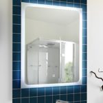 KROLLMANN Badspiegel mit LED-Beleuchtung und Touch Sensor, 50 x 70 cm, 220-240V, Spiegel mit Tageslicht Badezimmerspiegel