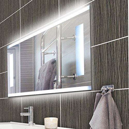KROLLMANN Badspiegel rahmenlos, LED Spiegel aus Kristallglas mit Beleuchtung, 80 x 40 cm Spiegel ohne Rahmen