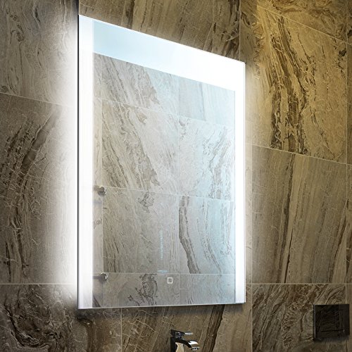 KROLLMANN Badspiegel mit Beleuchtung, integrierter Touch Sensor 50x70cm, LED Badezimmer Spiegel [Energieklasse A+]