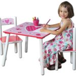 Kesper 17722 1 Kindertisch mit 2 Stühlen, Motiv: Herzen, MDF farbig lackiert, FSC