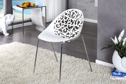 Kunstvoller Design Stuhl FLORA weiss Esszimmerstuhl