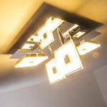 LED Deckenspot „Viereck“ aus glänzendem Chrom - Deckenstrahler 4-flammig mit verstellbaren Leuchtenköpfen - moderne Wohnzimmerlampe, Deckenlampe für die Küche und Flur Deckenleuchte