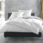 Mako-Satin Baumwollsatin Bettwäsche uni einfarbig zum Kombinieren (200 cm x 220 cm, Weiß) Mako-Satin Baumwollsatin Bettwäsche uni einfarbig zum Kombinieren (200 cm x 220 cm, Weiß)