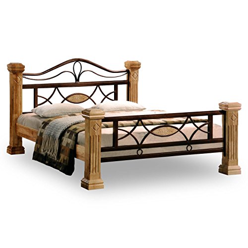 Massiv Holz Bett ROM Holzbett Natur Farbe in Buche 180x200cm 180 Ehebett Doppelbett