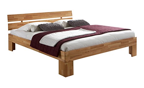Massivholz-Bett Nano 120 x 200 cm aus Kernbuche, Einzelbett, als Kinder- oder Junior-Bett verwendbar, inkl. Rückenlehne, 1 Bett á 120 x 200 cm
