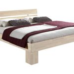 Massivholz-Bett Nano weiß 140 x 200 cm aus Kernbuche, Doppelbett, als Ehebett verwendbar, inkl. Rückenlehne, 1 Bett á 140 x 200 cm