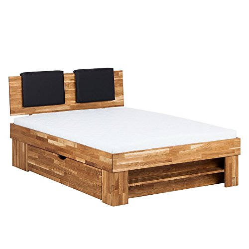 Massivholzbett Rasmus 180x200cm eiche massiv Holz Bett mit Schubkästen