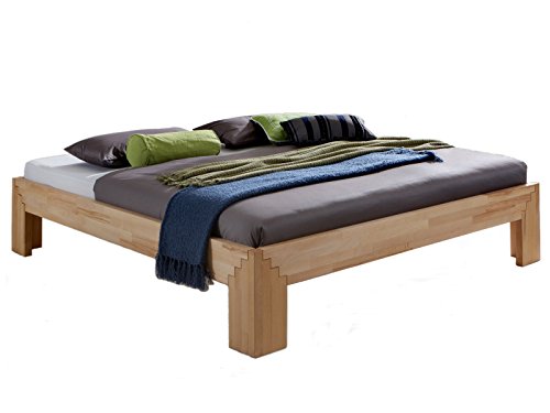 Massivholz-Bett Selina 160 x 200 cm aus Kernbuche, Holzbett, als Doppel- und Jugend-Bett verwendbar, inkl. Stecksystem , 1 Bett á 160 x 200 cm