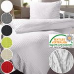 Microfaser Seersucker Bettwäsche Set - weiss - 135x200cm - besonders hautsympatisch - mit Reißverschluss - Öko-Tex Microfaser Seersucker Bettwäsche Set - weiss - 135x200cm - besonders hautsympatisch - mit Reißverschluss - Öko-Tex